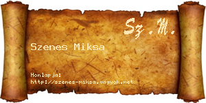 Szenes Miksa névjegykártya